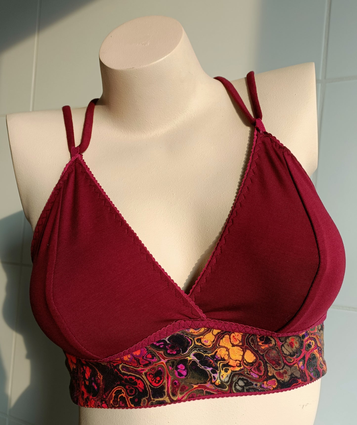 Rode inktvlek x bordeaux Bralette